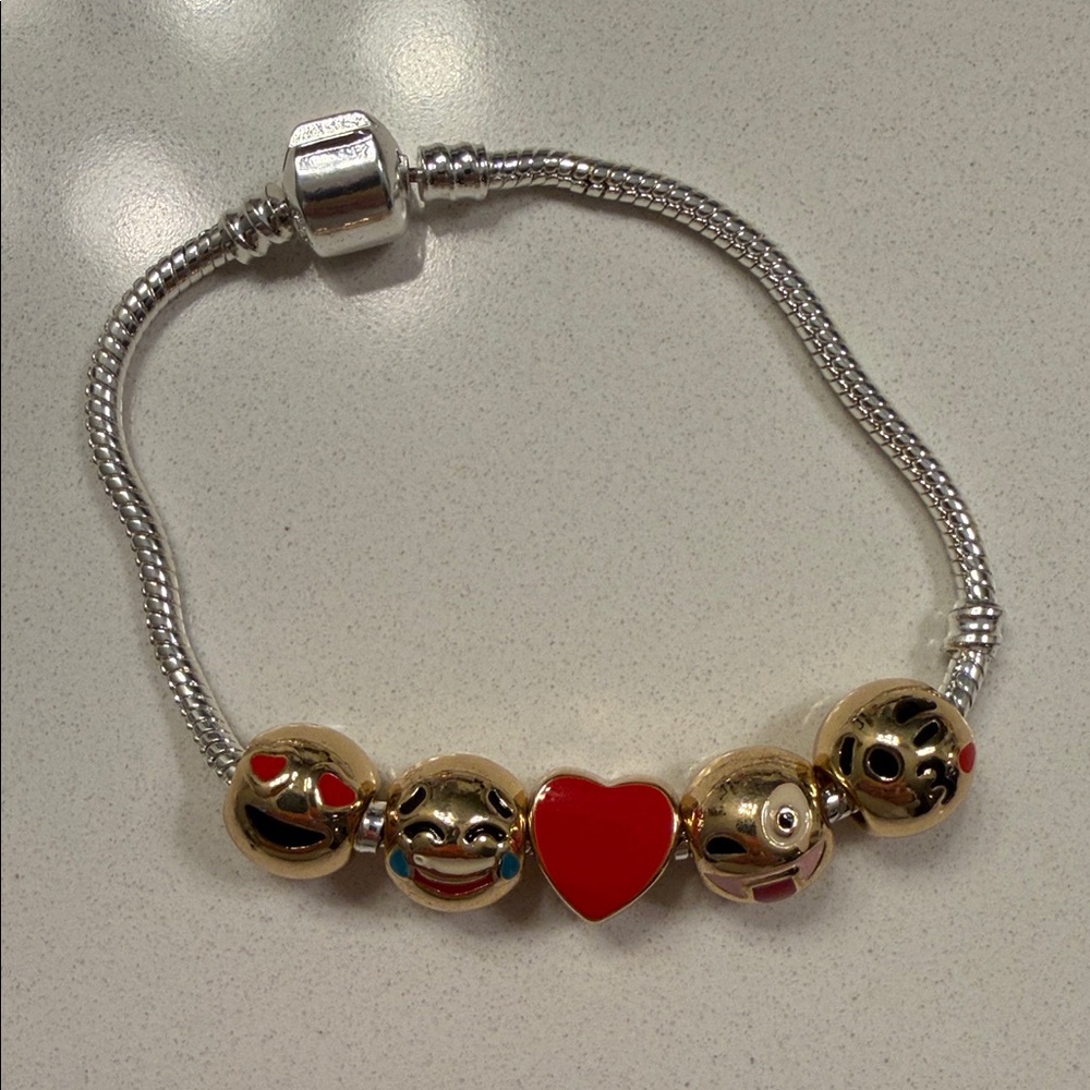 Gold and Silver Emoji Charm Bracelet